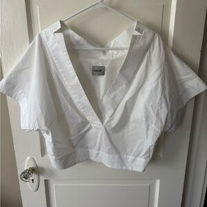 Rachel Comey White Boxy Crop Blouse